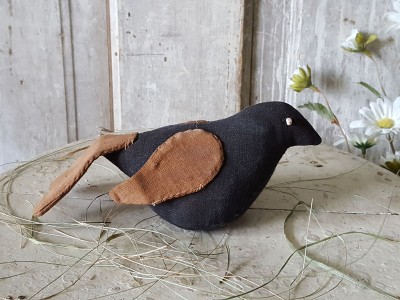 Sweet Folk Art Cloth Blackbird