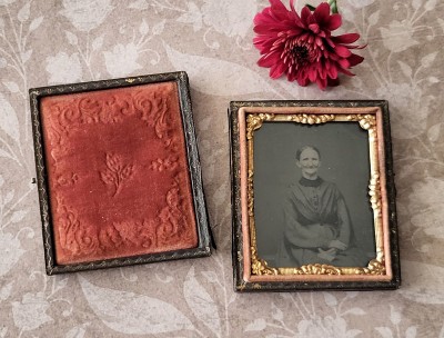 SOLD - Old Ninth Plate Tintype Case - Sweet Old Lady