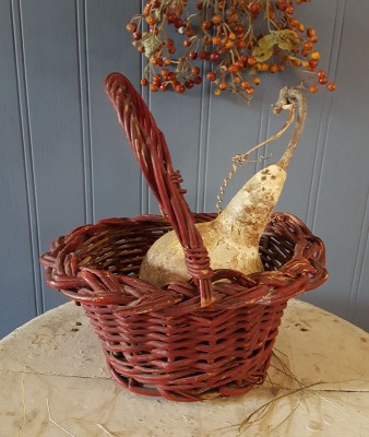 Tiny Old Red Painted Basket
