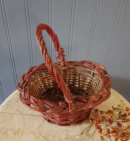 Tiny Old Red Painted Basket