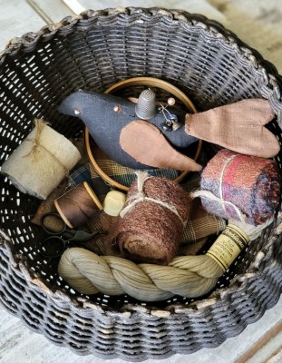 Fabulous Sewing Basket with Primitive Treasures