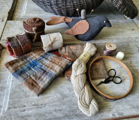 Fabulous Sewing Basket with Primitive Treasures