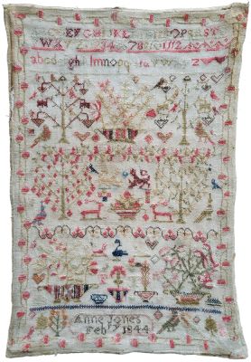 Anne Jones 1844 Antique Sampler