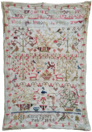 Anne Jones 1844 Antique Sampler